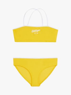 yellow logo bralette bikini set for girls tommy hilfiger