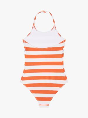 multi original stripe halterneck swimsuit for girls tommy hilfiger