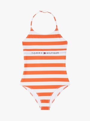 multi original stripe halterneck swimsuit for girls tommy hilfiger