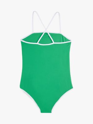 green logo crossover strap swimsuit for girls tommy hilfiger