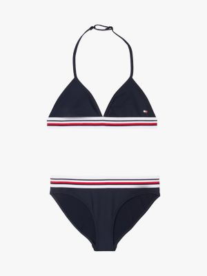 blue global stripe triangel-bikini für mädchen - tommy hilfiger