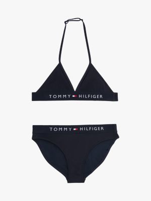 blue original triangle bikini set for girls tommy hilfiger