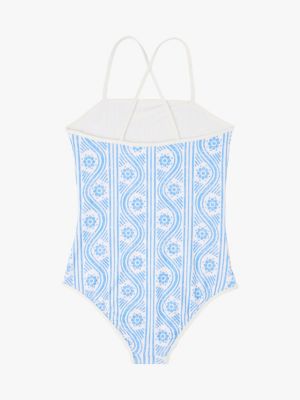 multi square neck print swimsuit for girls tommy hilfiger