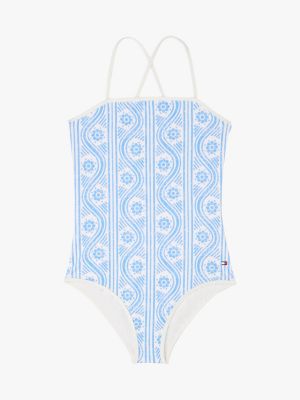 maillot de bain à imprimé et col carré multi pour filles tommy hilfiger