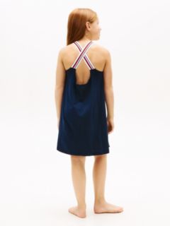 Global Stripe Crossover Cover Up Dress — Blue 4