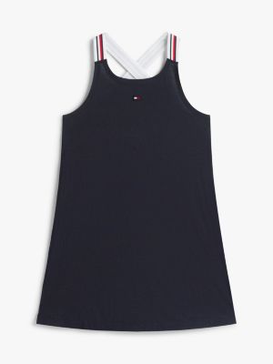 blue global stripe cover-up dress for girls tommy hilfiger