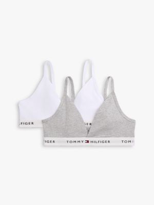 blue 2-pack signature unpadded triangle bralette for girls tommy hilfiger