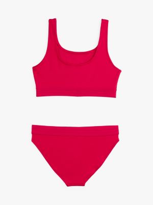 pink original logo bralette bikini set for girls tommy hilfiger