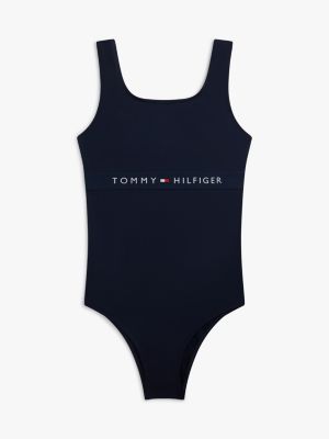 blue original badeanzug mit quadratischem ausschnitt für mädchen - tommy hilfiger