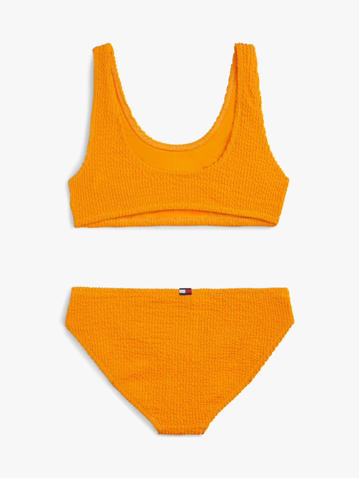 Logo Embroidery Textured Bralette Bikini Set — Orange