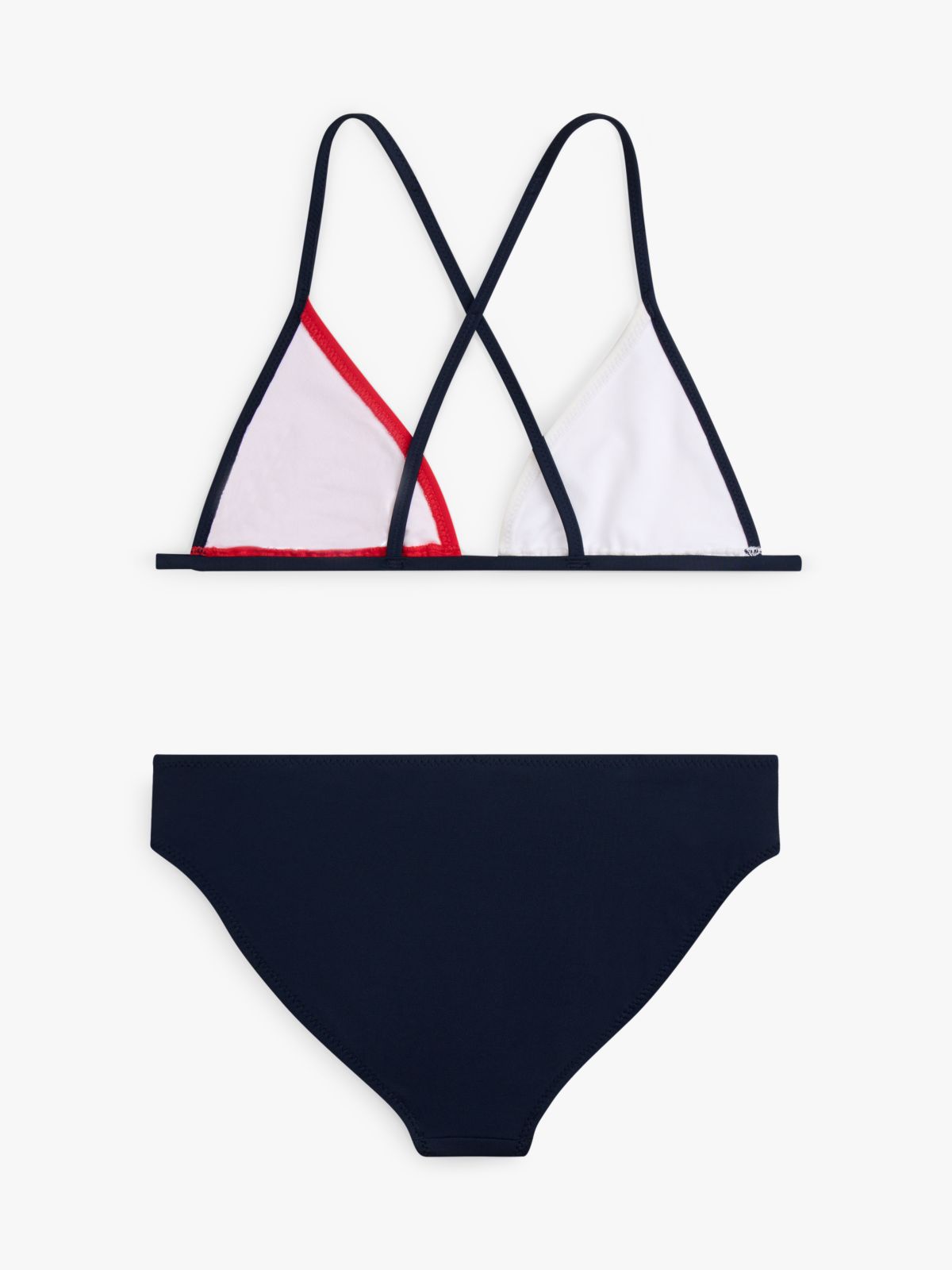 Classic Colour-Blocked Crossover Triangle Bikini Set — Blue