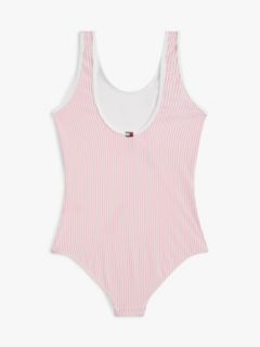 Logo Embroidery Seersucker Swimsuit — Pink 2