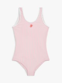 Logo Embroidery Seersucker Swimsuit — Pink 1