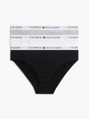 grey 3-pack signature logo waistband briefs for girls tommy hilfiger