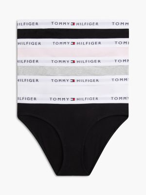 beige 5-pack signature repeat logo waistband briefs for girls tommy hilfiger