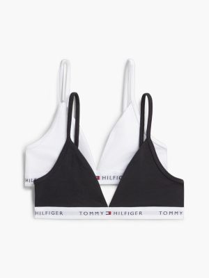 orange 2-pack signature logo triangle bras for girls tommy hilfiger