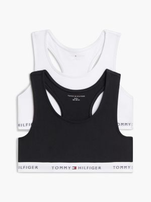 orange 2-pack signature logo racerback bralettes for girls tommy hilfiger