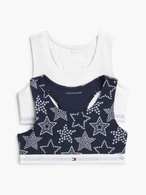 orange 2-pack signature racerback bralettes for girls tommy hilfiger