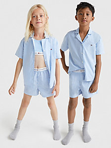 yellow original shirt and shorts pyjama set for kids unisex tommy hilfiger