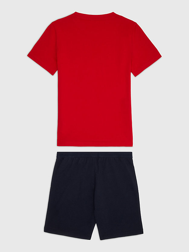 PRIMARY RED/DESERT SKY Original T-Shirt And Shorts Pyjama Set for kids unisex TOMMY HILFIGER
