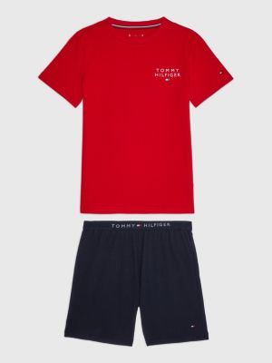 rot original pyjama-set mit t-shirt und shorts für kids unisex - tommy hilfiger