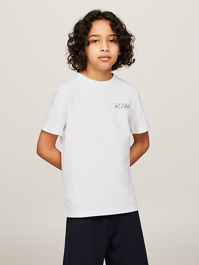 white essential 2-pack dual gender logo t-shirts for kids unisex tommy hilfiger