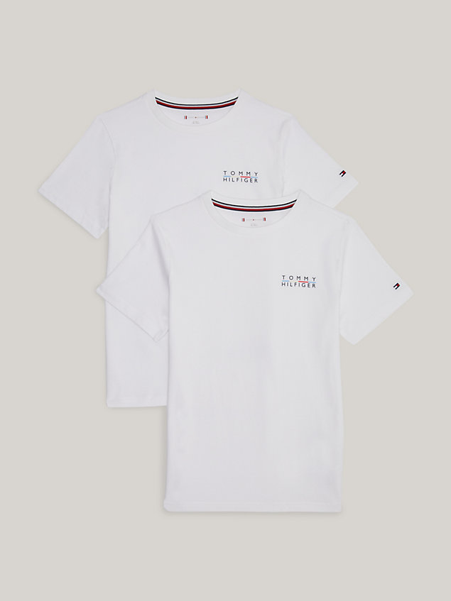 white essential 2-pack dual gender logo t-shirts for kids unisex tommy hilfiger