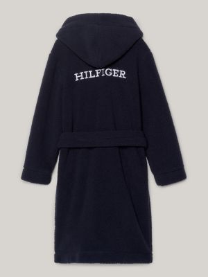 Peignoir monotype Hilfiger en molleton sherpa Bleu Tommy Hilfiger