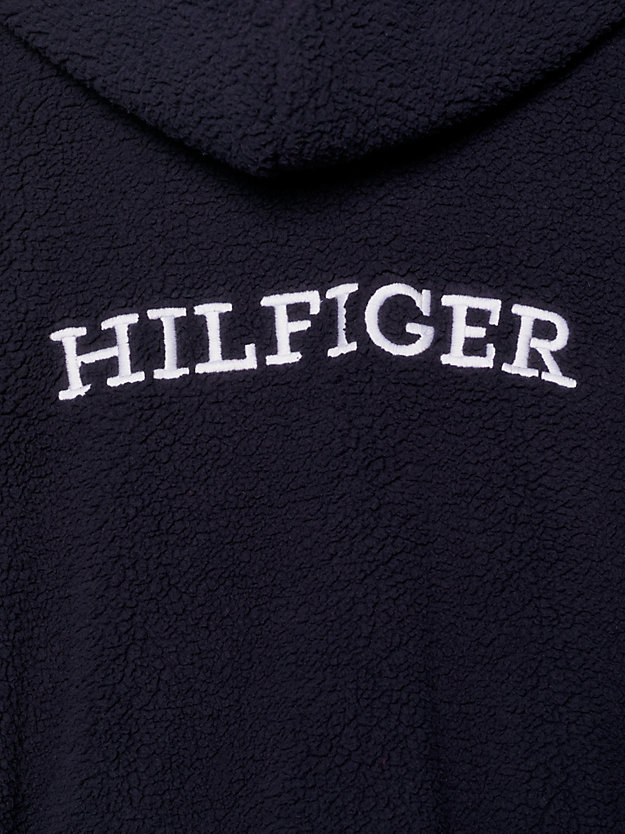 blue hilfiger monotype sherpa fleece hooded bathrobe for kids unisex tommy hilfiger