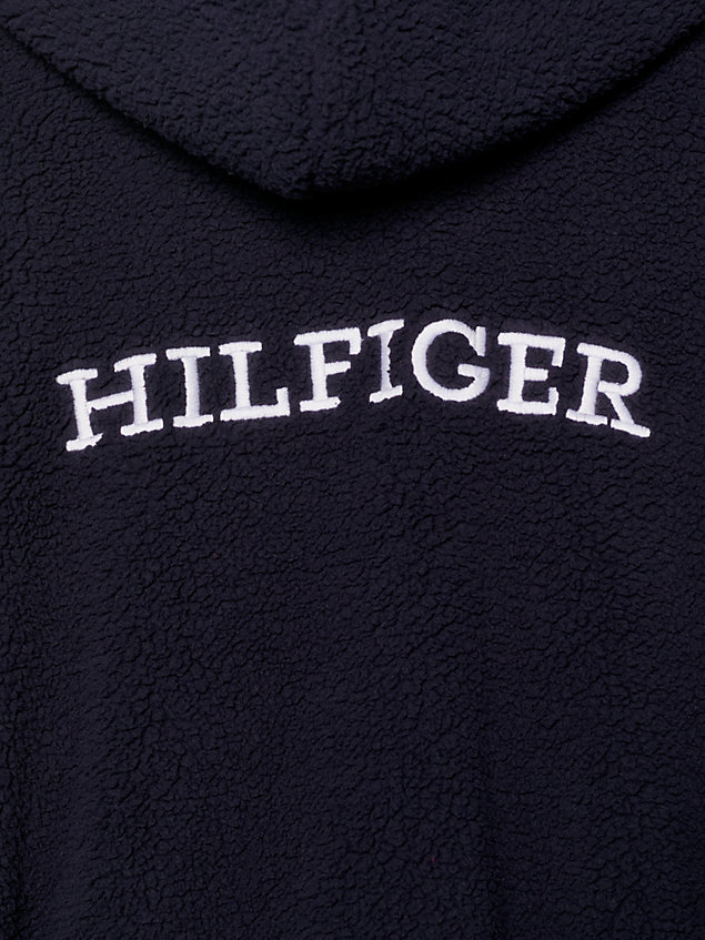 blue hilfiger monotype fleece badjas met capuchon voor kids unisex - tommy hilfiger