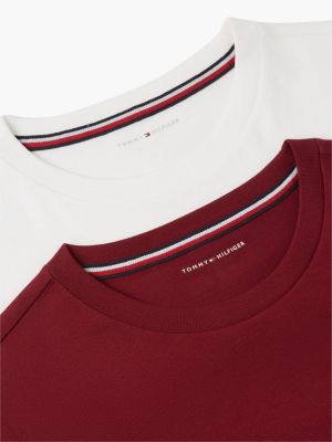 pack de 2 camisetas signature de punto marrón de diseño inclusivo infantil tommy hilfiger