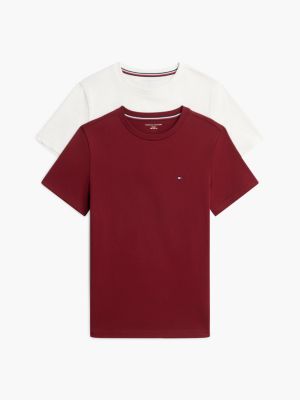 lot de 2 t-shirts d'intérieur signature en jersey brown pour enfants genre inclusif tommy hilfiger