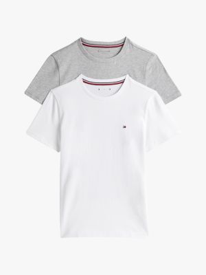 2 pack t-shirt con bandierina ricamata white da gender-inclusive bambini tommy hilfiger