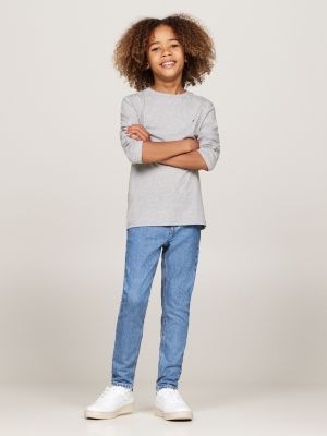 white 2-pack long sleeve t-shirts for kids gender inclusive tommy hilfiger