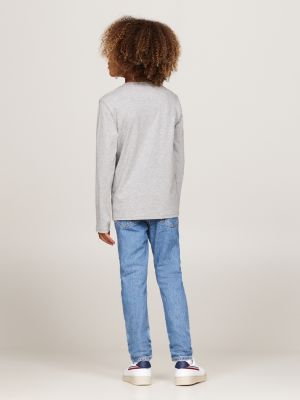 2 pack t-shirt signature a maniche lunghe multicolore da gender-inclusive bambini tommy hilfiger