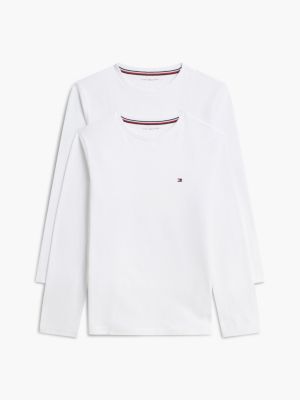 white 2-pack signature jersey long sleeve lounge t-shirts for kids gender inclusive tommy hilfiger