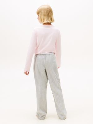 grijs signature flanellen pyjamabroek met print voor kinderen gender inclusive - tommy hilfiger