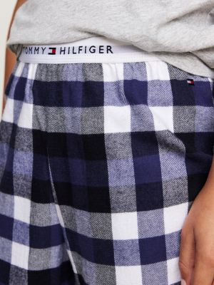 pantaloni lounge in flanella con stampa blu da gender-inclusive bambini tommy hilfiger