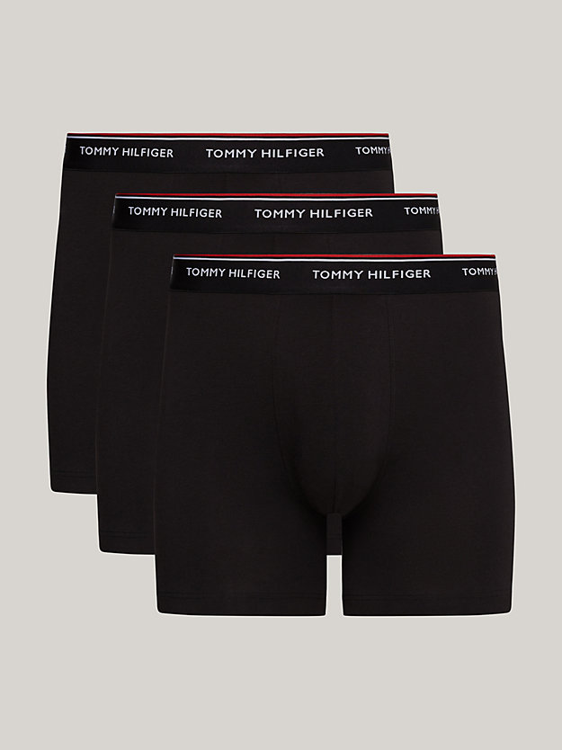 zwart set van 3 premium essential boxer briefs voor heren - tommy hilfiger