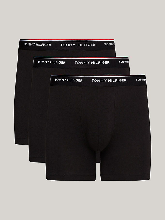 black 3-pack stretch cotton boxer shorts for men tommy hilfiger