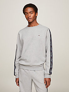 grey logo tape sweatshirt for men tommy jeans