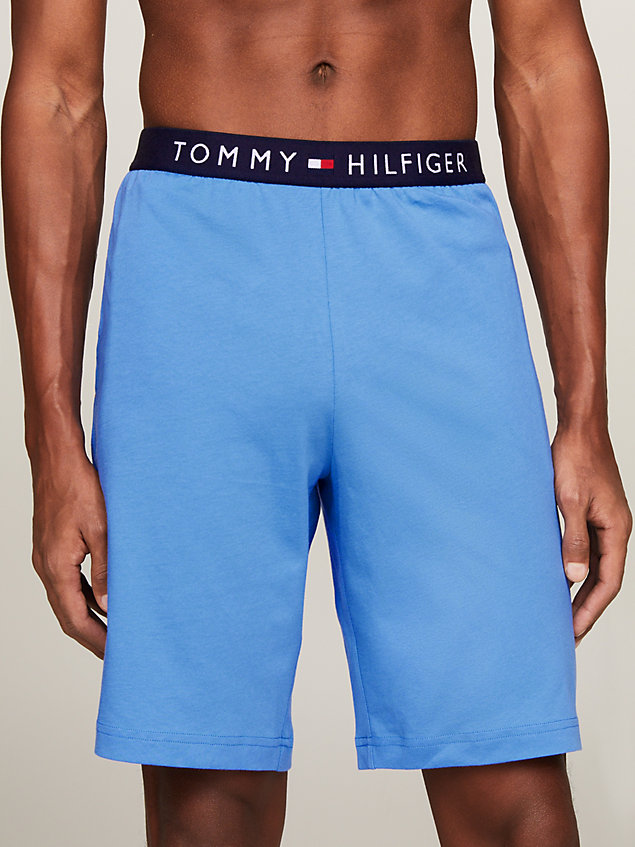 blue th original logo waistband lounge shorts for men tommy hilfiger