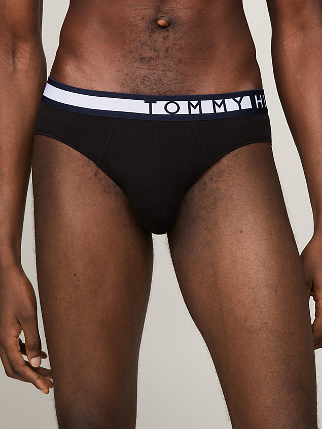 black 3-pack logo waistband briefs for men tommy hilfiger