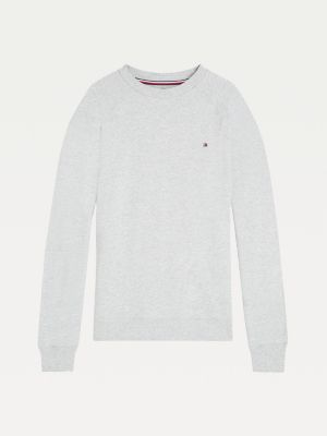 Buy Tommy Hilfiger Women Grey Crew Neck Logo Popover Heathered Sweatshirt -  NNNOW.com