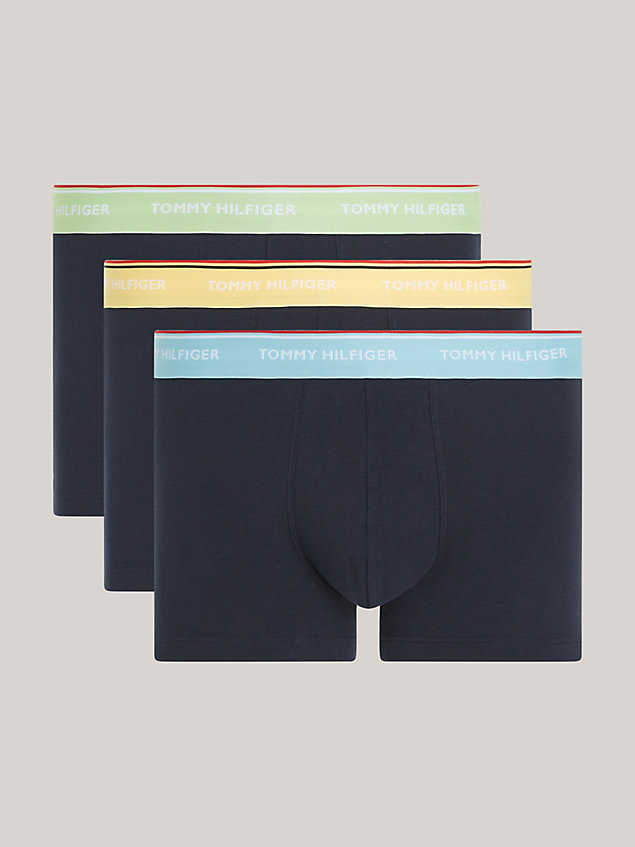 green 3-pack premium essential logo waistband trunks for men tommy hilfiger