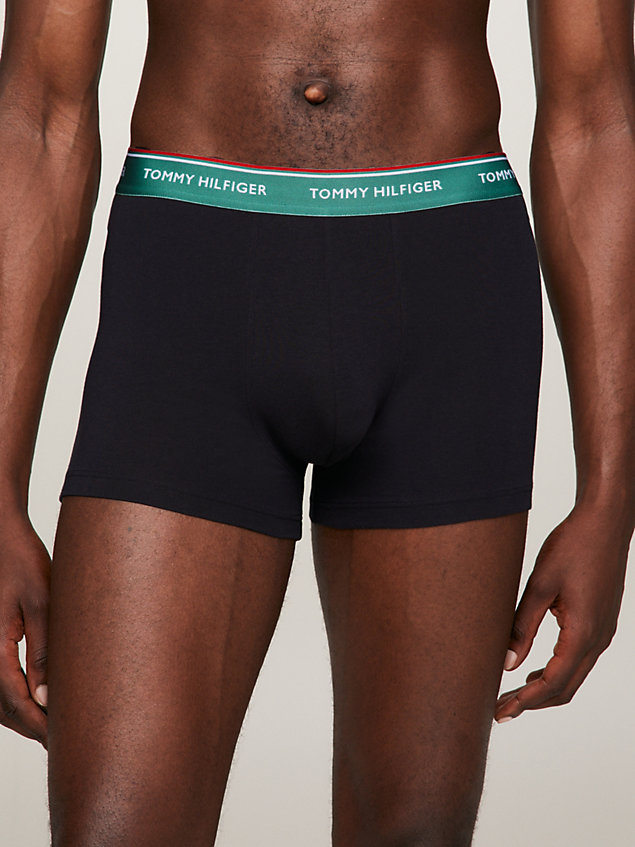 grey 3-pack contrast logo waistband trunks for men tommy hilfiger