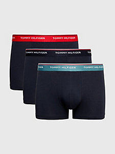 purple 3-pack premium essential contrast waistband trunks for men tommy hilfiger