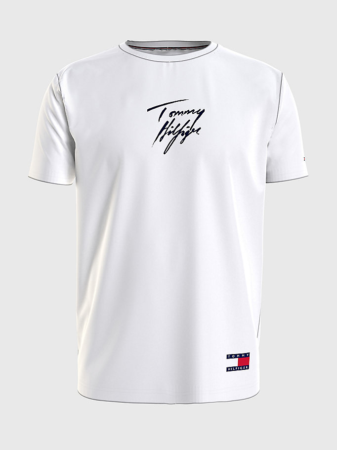 Weiß Tommy Hilfiger Herren Logo T-Shirt 