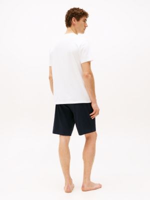 multi t-shirt and shorts pyjama set for men tommy hilfiger