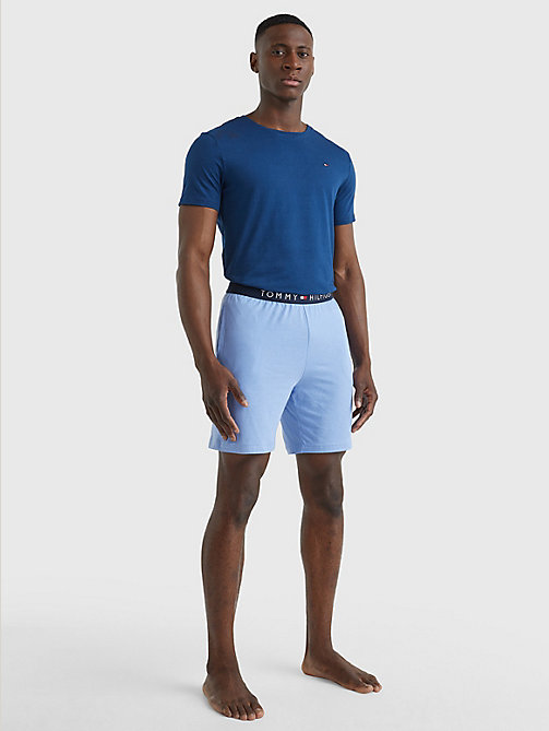 blue original short sleeve pyjama set for men tommy hilfiger